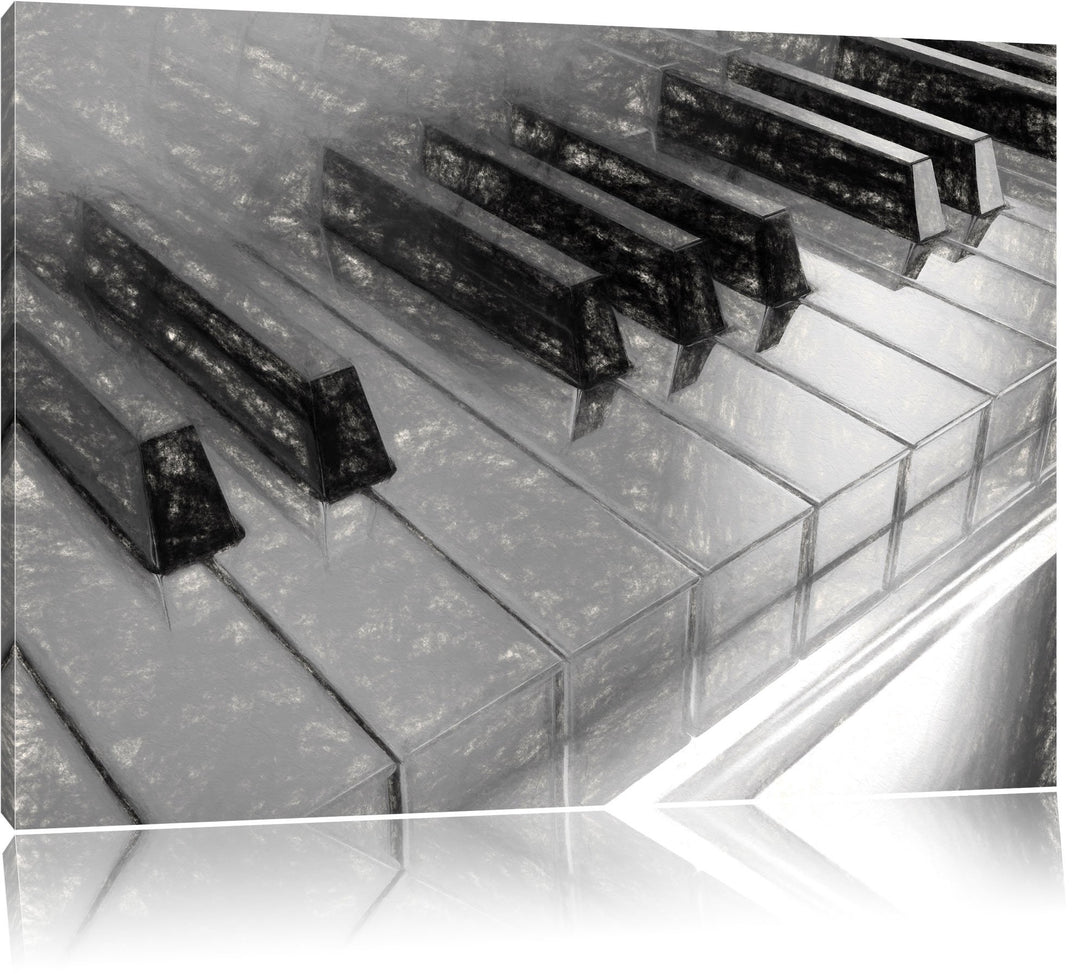 Piano Rainbow Colours, Bunte Klaviertasten Kohle Effekt, Format: 100x70 auf Leinwand, 100x70