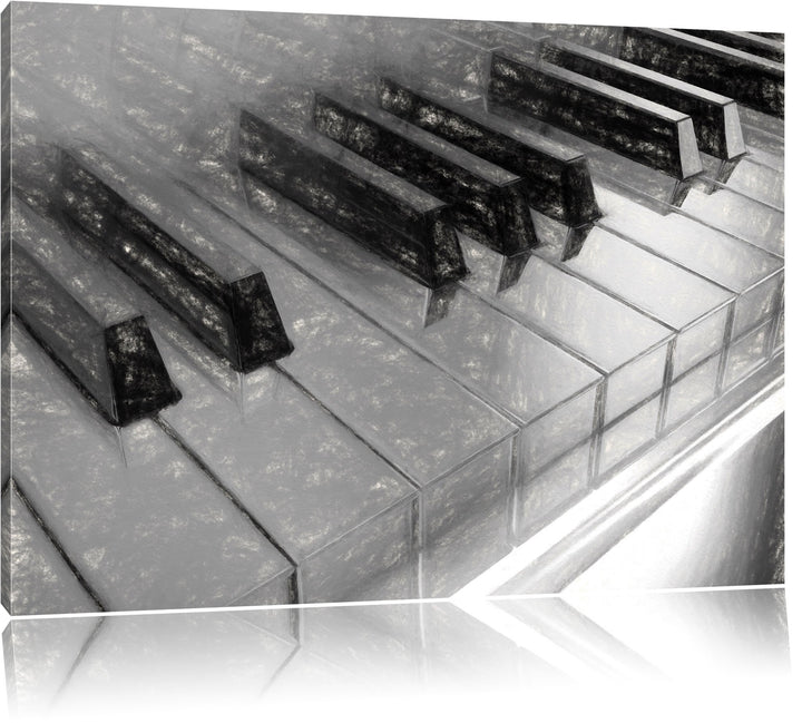 Piano Rainbow Colours, Bunte Klaviertasten Kohle Effekt, Format: 100x70 auf Leinwand, 100x70