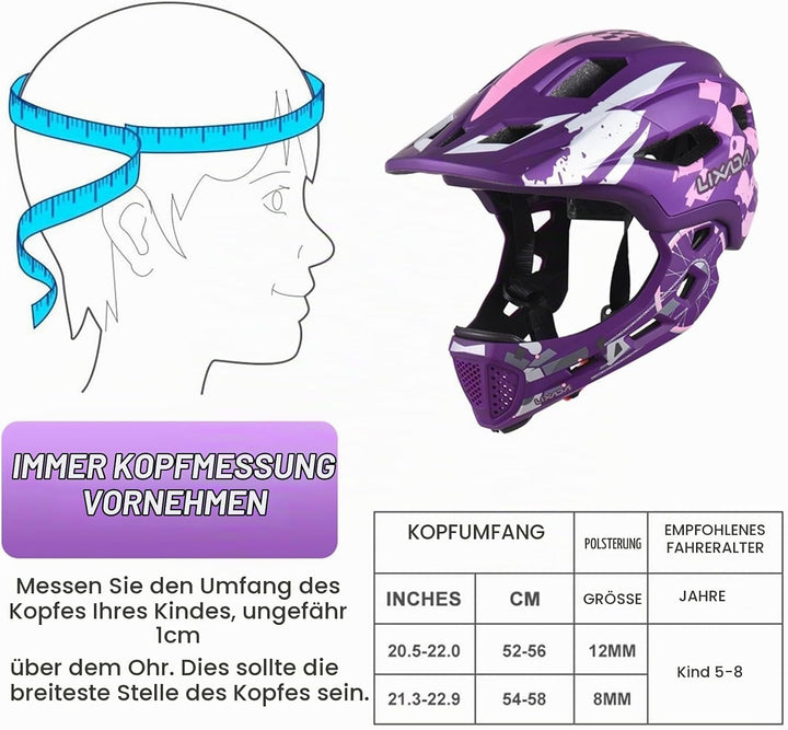 Lixada Fahrradhelm Kinder Helm Fullface Abnehmbar Unisex 52-56cm Children&