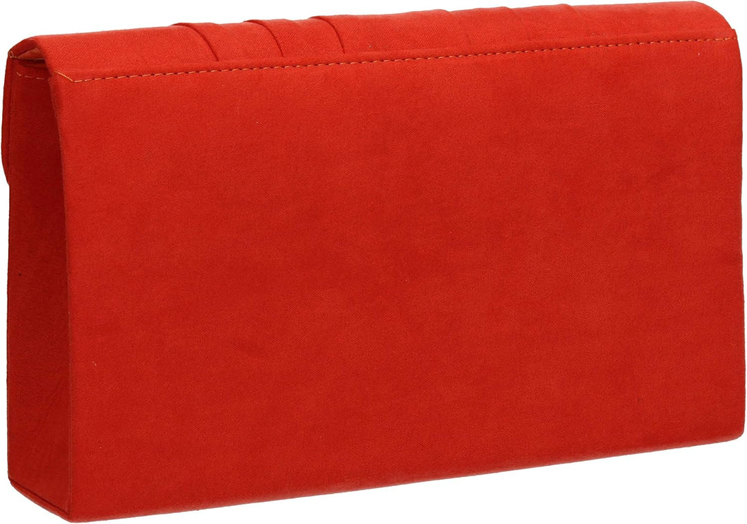 SwankySwans Iggy Suede Velvet Envelope Party Prom Clutch Bag Tasche Orange (Scarlet 03), Orange (Sca