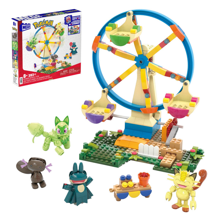 MEGA Pokémon Actionfigur Bauspielzeug, Spass auf dem Riesenrad mit 393 Teilen und beweglichem Felori