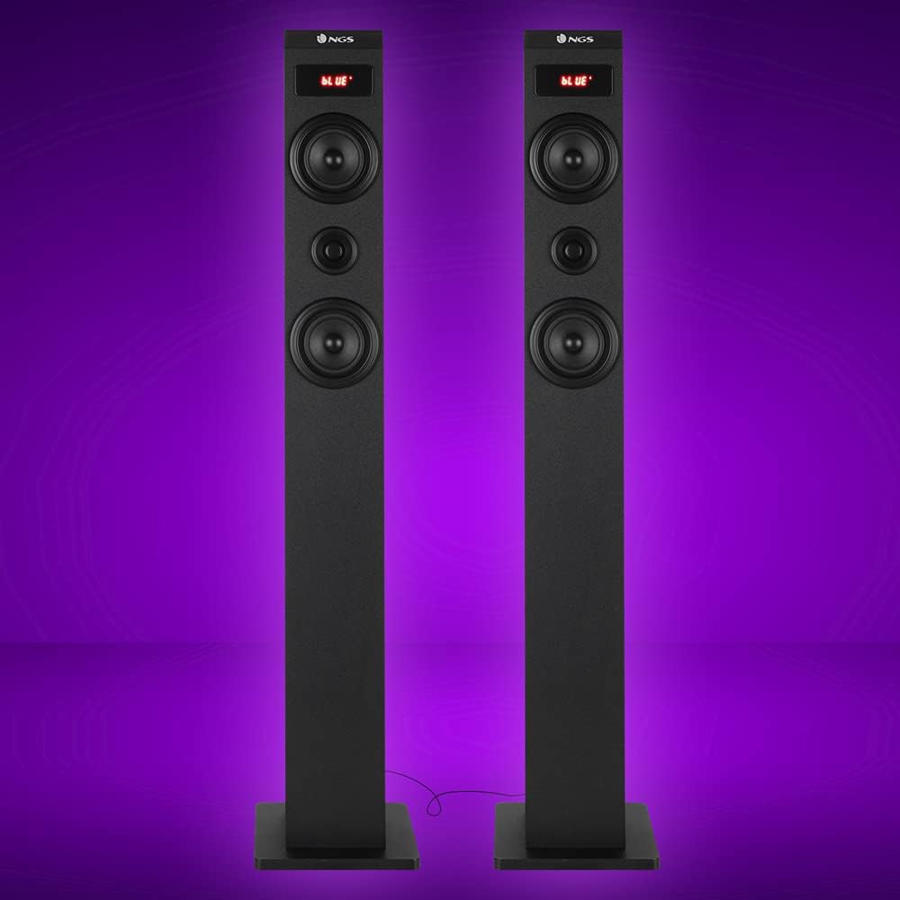 NGS Sky Charm - 50W Bluetooth Sound Tower mit Fernbedienung, Optischem Eingang, USB, FM Radio und AU