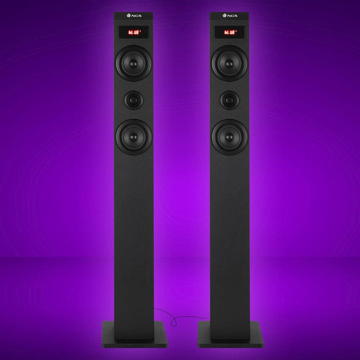 NGS Sky Charm - 50W Bluetooth Sound Tower mit Fernbedienung, Optischem Eingang, USB, FM Radio und AU