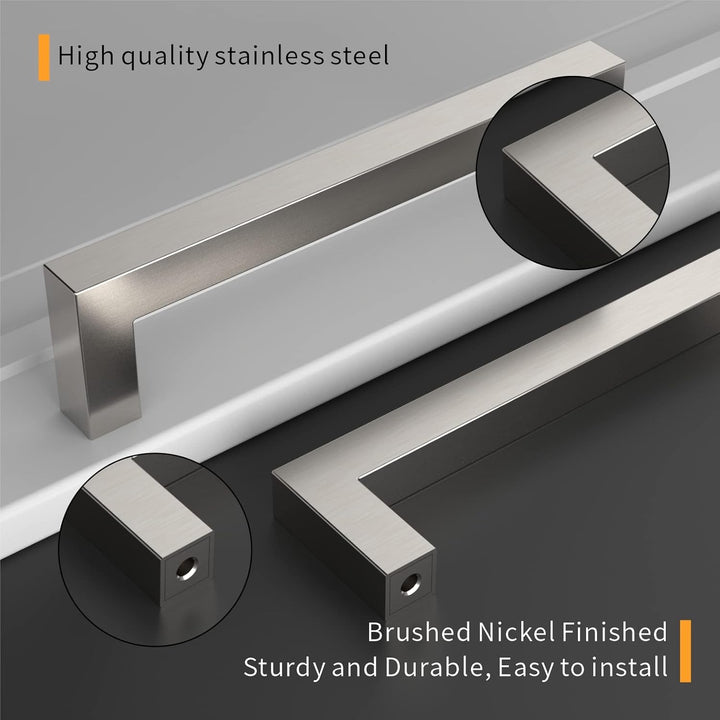 Amerdeco 20 Stück Möbelgriffe Edelstahl Gebürsteter Nickel Schrankgriffe Küchengriffe 160mm Lochabst
