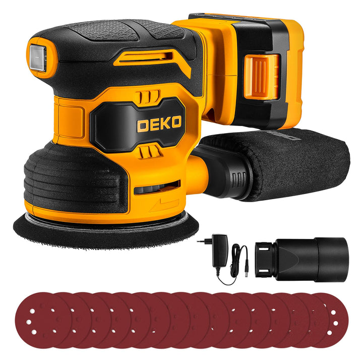 20V Exzenterschleifer Akku 125mm: DEKOPRO Schleifmaschine für Holz,6 variable Geschwindigkeiten, 125