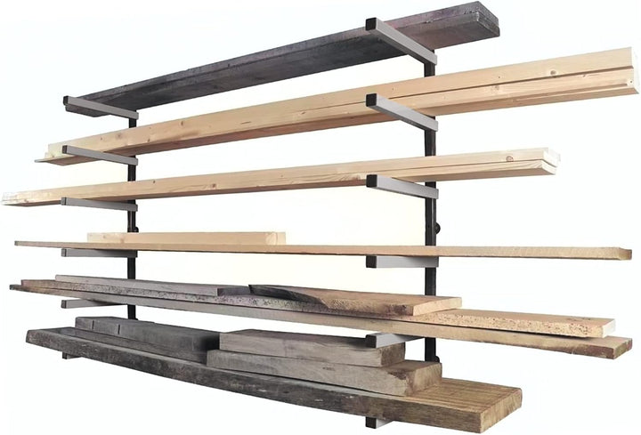 XPOtool Metallregal zur Holzlagerung, 300 x 30 x 1025 mm, Kragarmregal mit 6 Etagen, Schwerlastregal