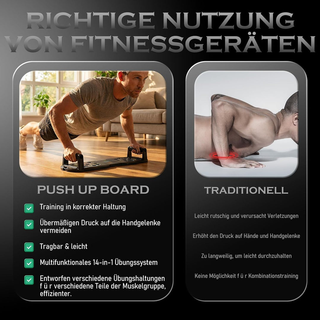 Push Up Board Fitness,Fitnessgeräte für Krafttraining Zuhause，20 in 1 Übungshilfe Pushup Bar Griffe