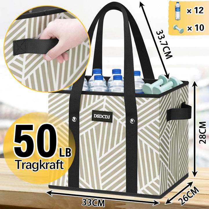 Einkaufskorb Faltbar 3er Pack – Einkaufstasche Stabil mit Henkel und verstärktem Boden – Ideale Korb