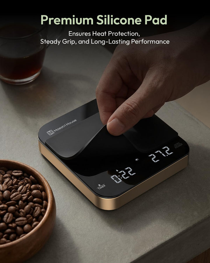Maestri House Mini-Kaffeewaage mit Timer, Wiederaufladbare Espresso Waage, Präzise 2kg/0,1g Waage fü