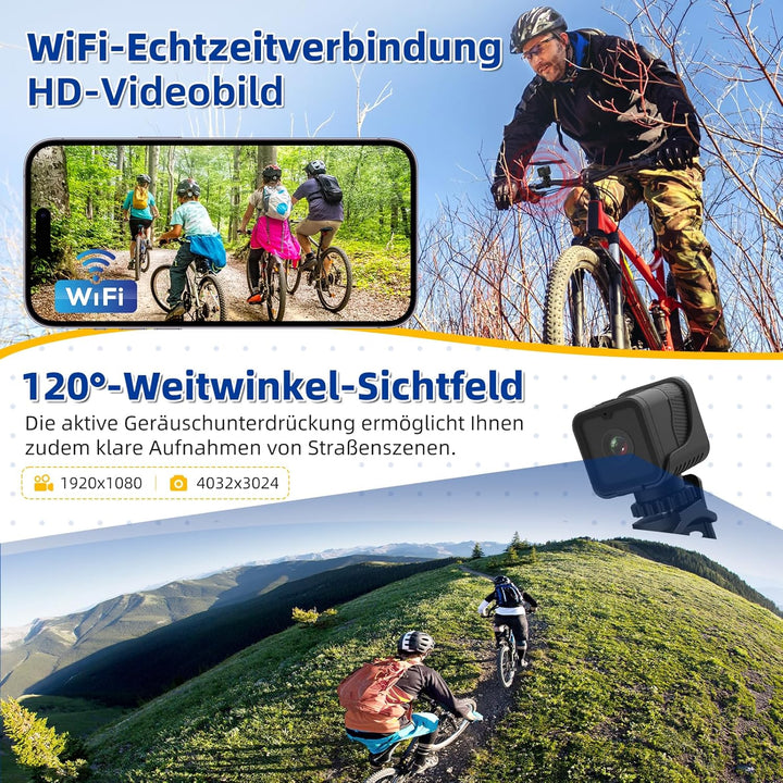 AIKER Mini Action Cam,Verbesserte Version Dashcam Fahrrad,Clever und einfach und Echtzeit-Pegelkorre