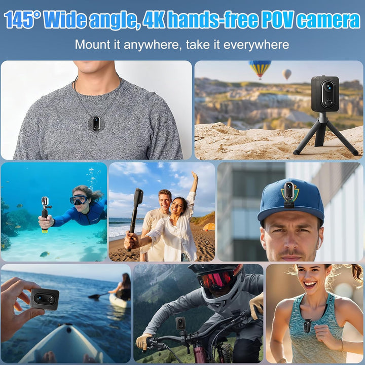 OBEST Action Cam 4K Bildstabilisierung WiFi Action Kamera Stabilisator Wasserdicht Mini Bodycam Körp