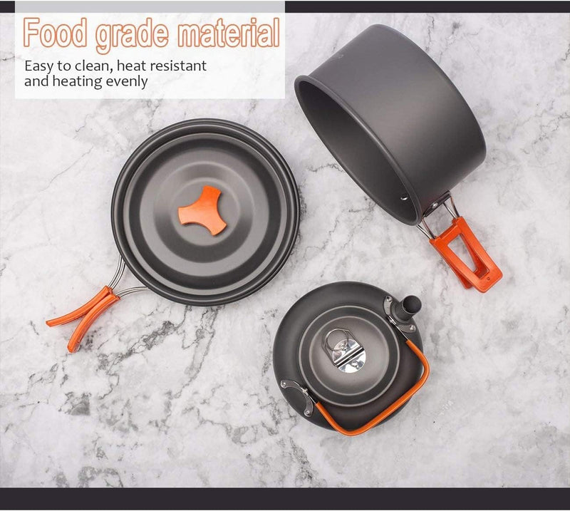 OVERMONT Camping Kochgeschirr Set Outdoor Geschirr Set Kochtopf Set Grillgeschirr Picknick Topf mit