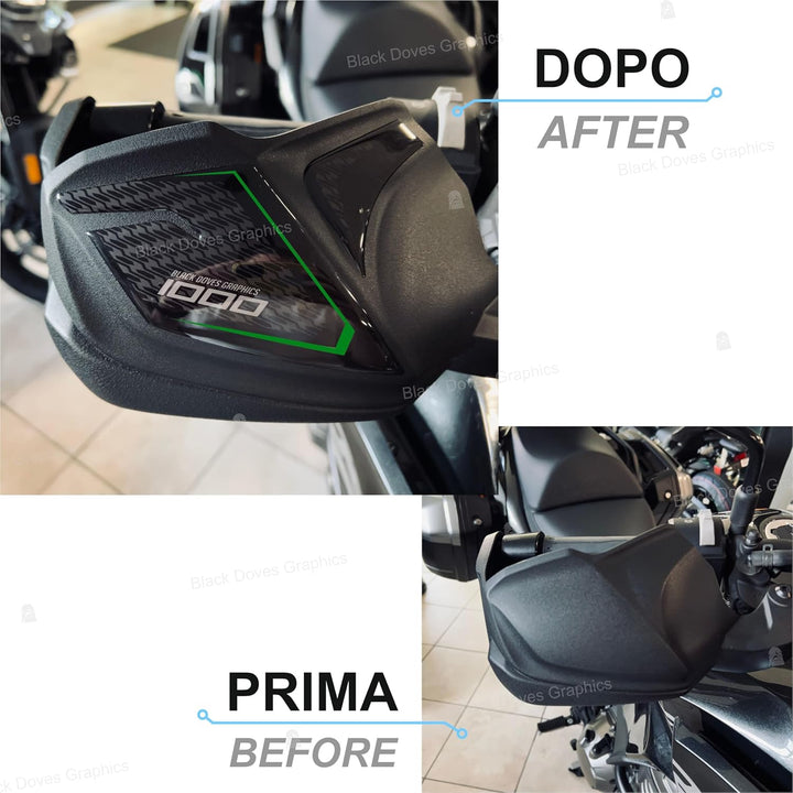 Aufkleber aus Kunstharz, 3D, kompatibel mit Motorrad Kawasaki Versys 1000 2019 2022 (Handprotektor)