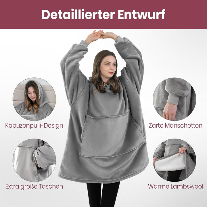 Good Nite Hoodie Decke mit Ärmeln Tragbare Decken Wearable Blanket Übergrosser Hoodie Damen Cozy kus