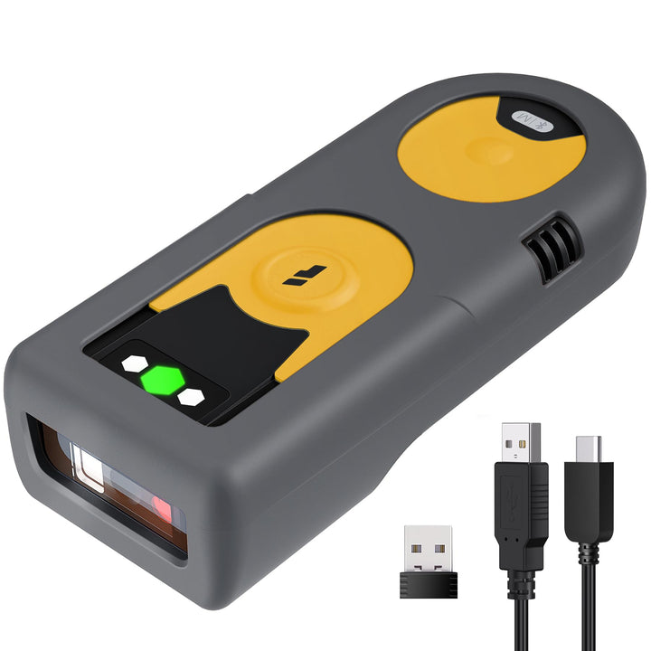 Inateck Mini Barcode Scanner Bluetooth 2D, QR Code Scanner, BCST-42 Gelb | Liest Barcodes von Bildsc