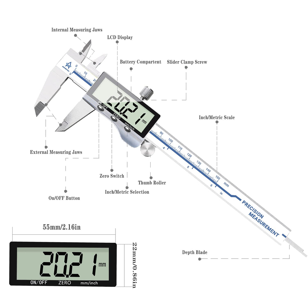 Messschieber Digital, ACEMETER Messschieber Digital Messlehre 150mm mit Hoch Messgenauigkeit & Extra