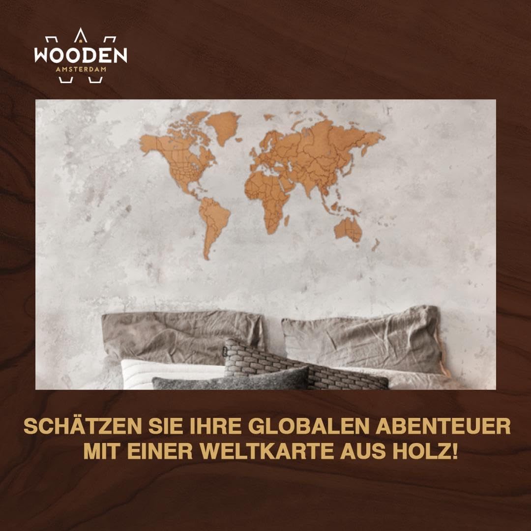 MiMi Innovations Luxuriöse Weltkarte True Puzzle aus Hochwertig Holz - Weltkarte Wand/Wanddekoration