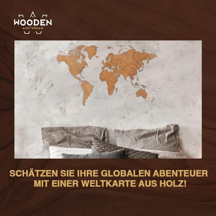 MiMi Innovations Luxuriöse Weltkarte True Puzzle aus Hochwertig Holz - Weltkarte Wand/Wanddekoration