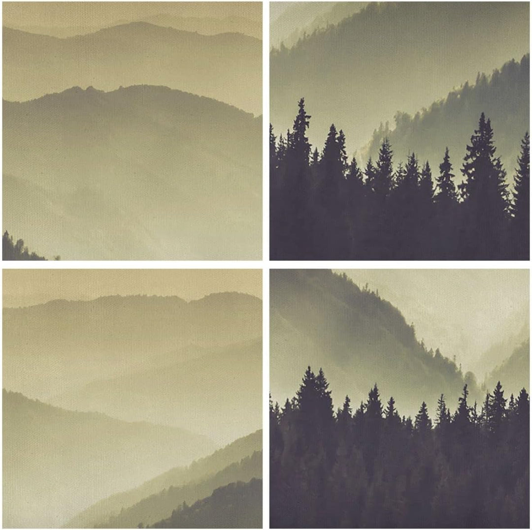 Bilder auf Leinwand Berge Wald Natur Leinwandbild mit Rahmen 70x50cm Wandbilder Dekoration Wohnzimme