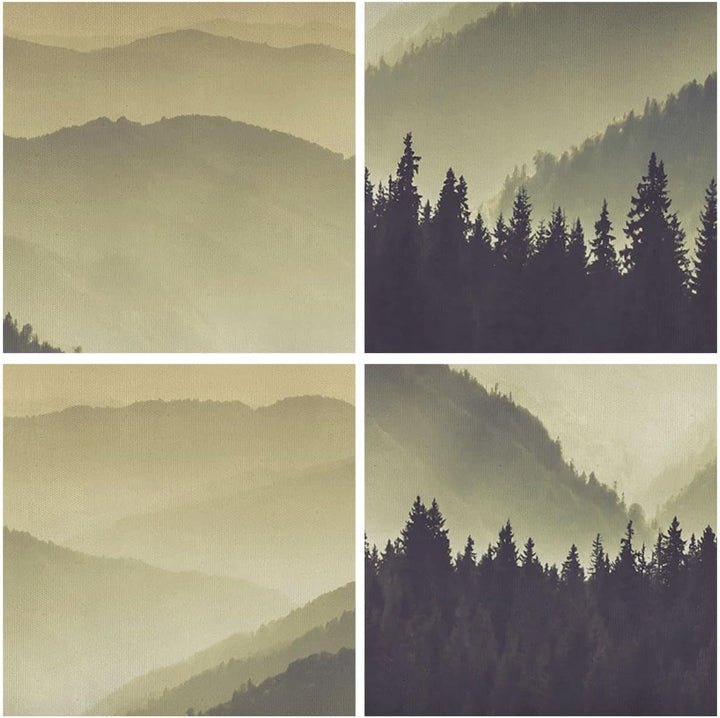 Bilder auf Leinwand Berge Wald Natur Leinwandbild mit Rahmen 70x50cm Wandbilder Dekoration Wohnzimme