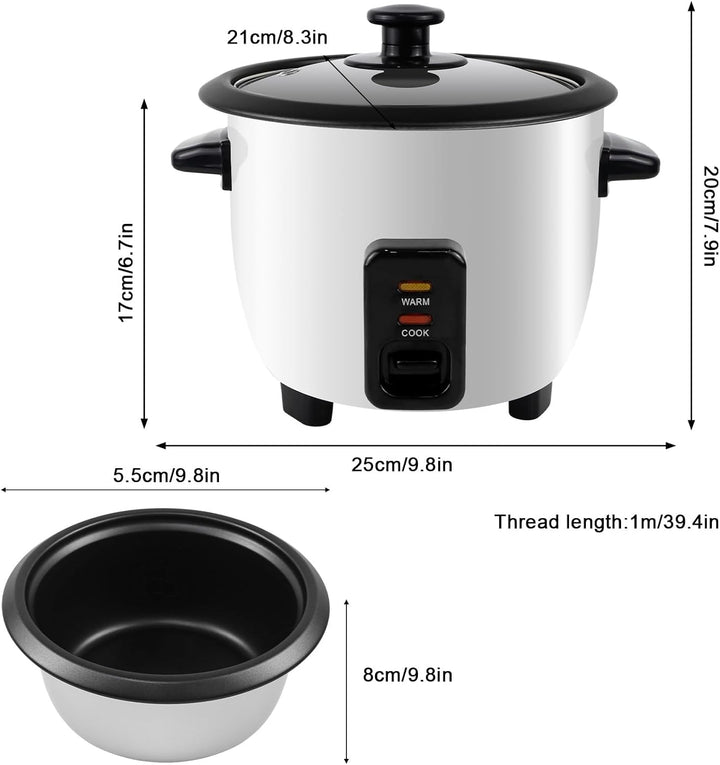 Reiskocher Klein mit Warmhaltefunktion, 0,6 Liter Mini Elektrischer Rice Cooker, Antihaftbeschichtet