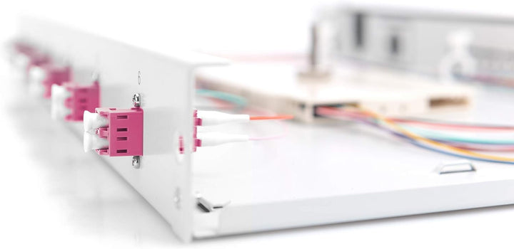 DIGITUS LWL Spleissbox 6 Kupplungen - LC - OM4 - 1HE - 19-Zoll - Multi-Mode Duplex - Mit Spleiss-Kas