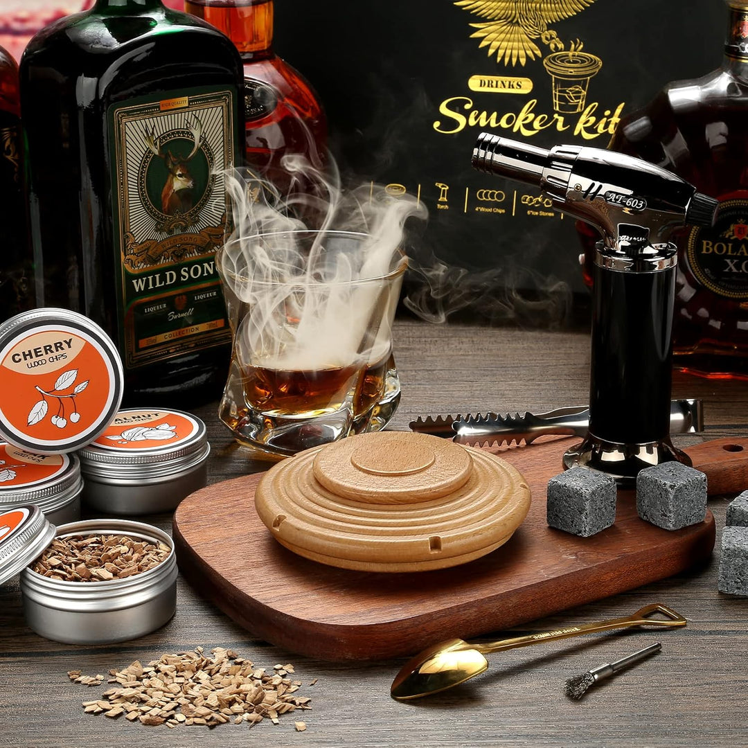 Cocktail Smoker Kit, Cocktail-Räucherset mit 4 Holzchips, Vatertagsgeschenk, Old Fashioned Whiskey S