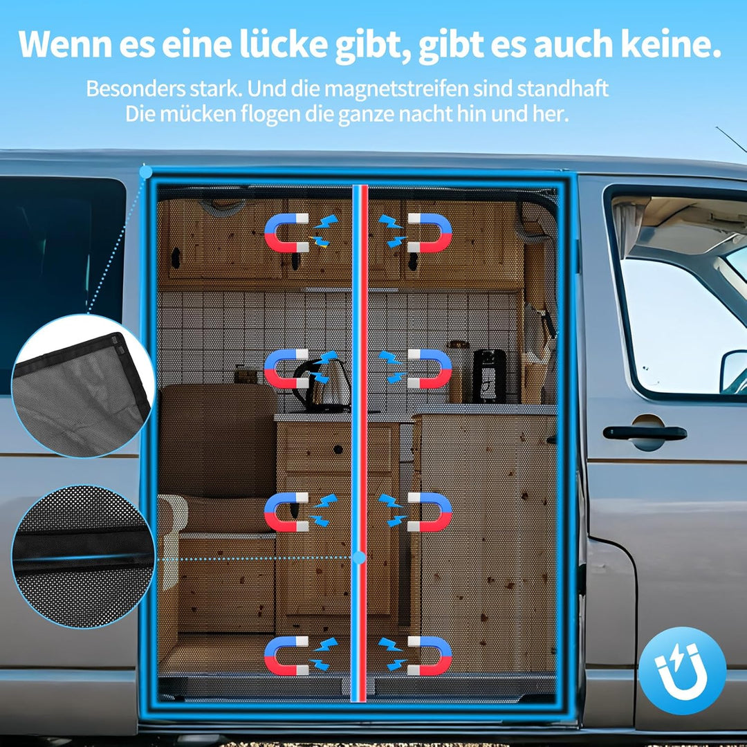 Moskitonetz Magnetisch kompatibel VW T5 T6 für Schiebetür, Auto Fliegengitter & Insektennetz & Sonne