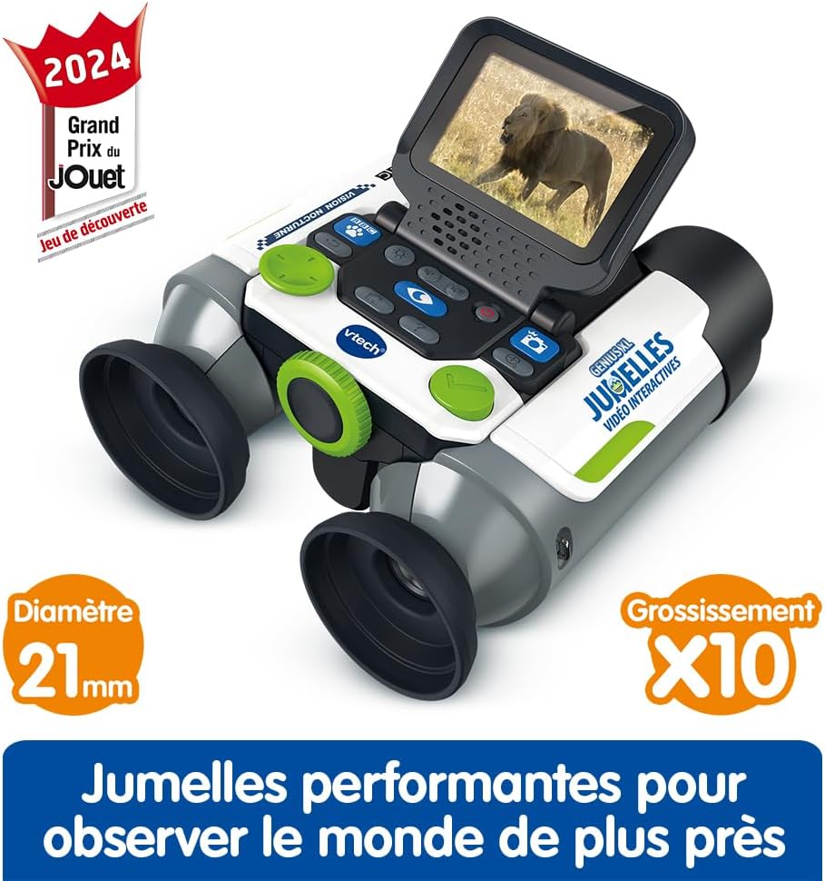 VTech Genius XL Interaktives Video-Fernglas für Kinder, 10 x 21 cm, mit Farbdisplay, Fotos und Video