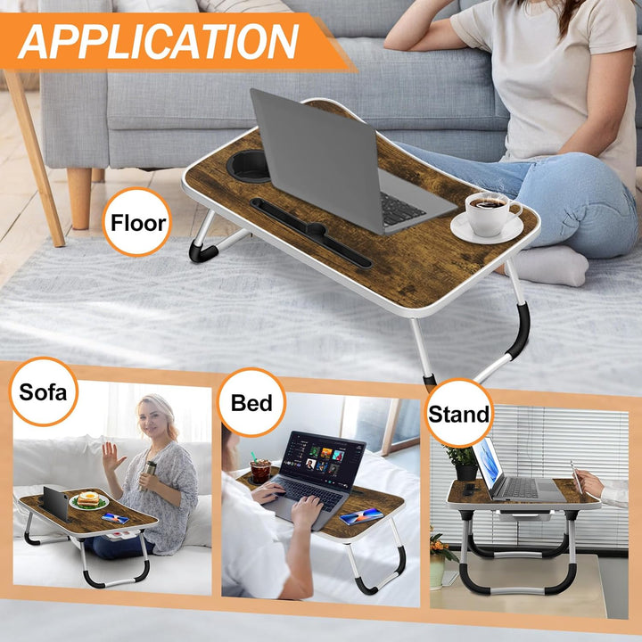 Klappbarer Laptop-Schreibtisch 60x40cm – Leichter, Multifunktionaler Bett Schreibtisch mit Kartensch