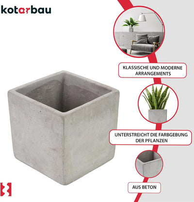 KOTARBAU® Blumentopf Übertopf 20 x 20 cm für Blumen Pflanzen aus Dekorativ-Beton Quadratisch im Inne