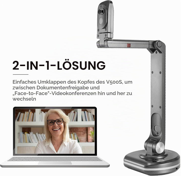JOYUSING 8MP HD USB Dokumentenkamera für Lehrer mit Licht, Mac, Windows, Chrom kompatibel Hervorrage
