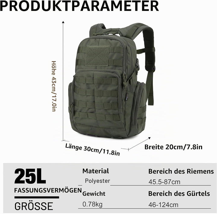 Mardingtop 25L/40L Taktischer Rucksack Herren Wanderrucksack mit MOLLE-System Militär Rucksack, Tact