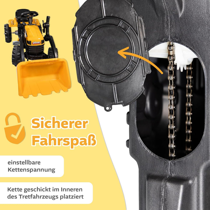 Lemodo Trettraktor ab 3 Jahre | Kinder Traktor in gelb| Traktor zum draufsitzen | Kindertraktor mit