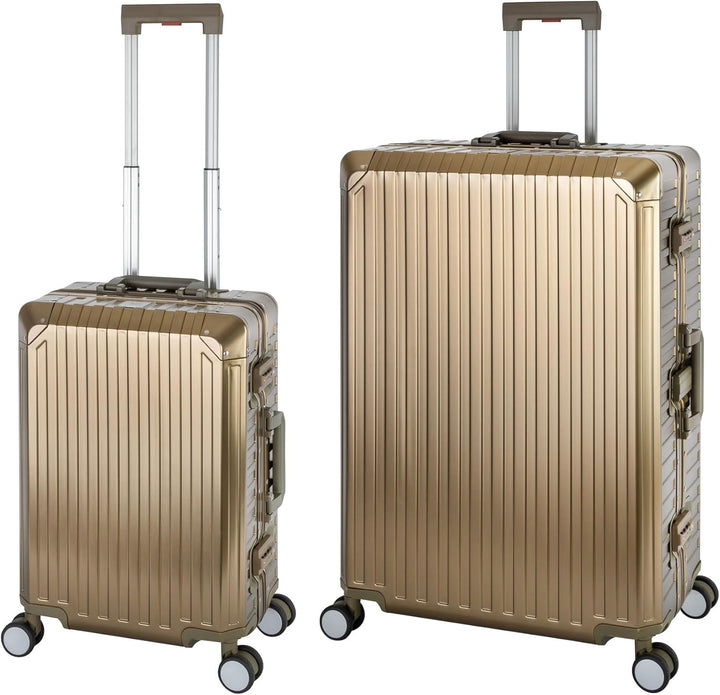 Travelhouse Tokyo Alu Reisekoffer Champagner S-55cm & XL-78cm Hartschalenkoffer Reise Trolley Koffer