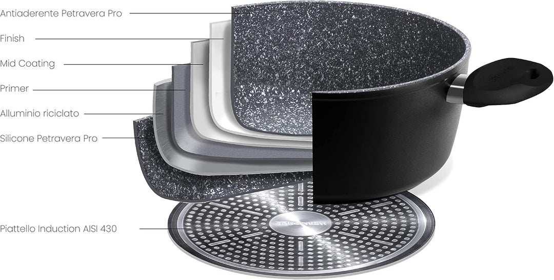 Aeternum Y0D5T20280 Black Pearl Induction Kochtopf 28 cm, induktionsgeeignet, Aluminium, Metall, Sch