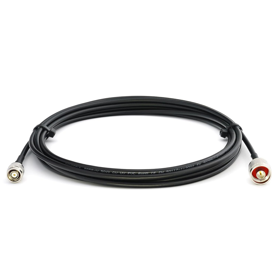 5m N Stecker auf RP-TNC Stecker RG58 Koaxialkabel — 5 Meter Verlustarmes Antennenkabel 50 Ohm Verlän