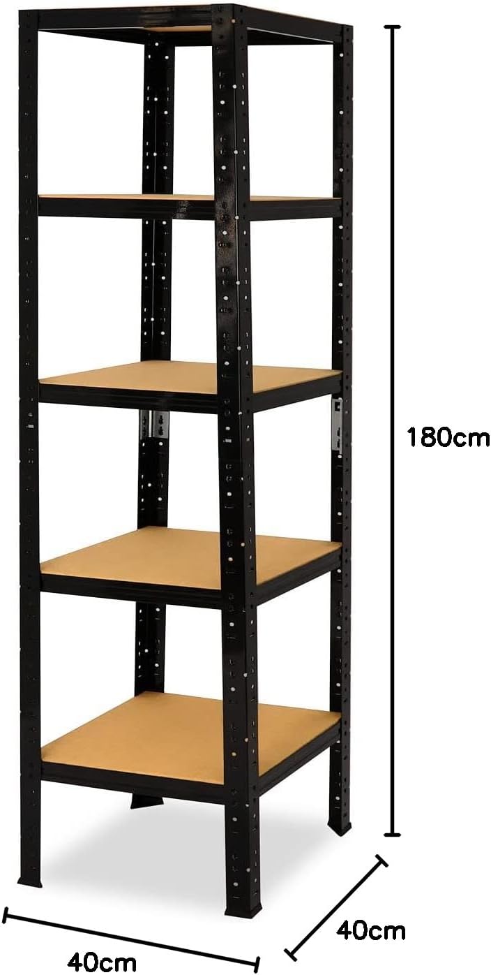 shelfplaza® 180x40x40cm Black Schwerlastregal schwarz/Metallregal schwarz 5 Böden à 175kg Tragkraft/