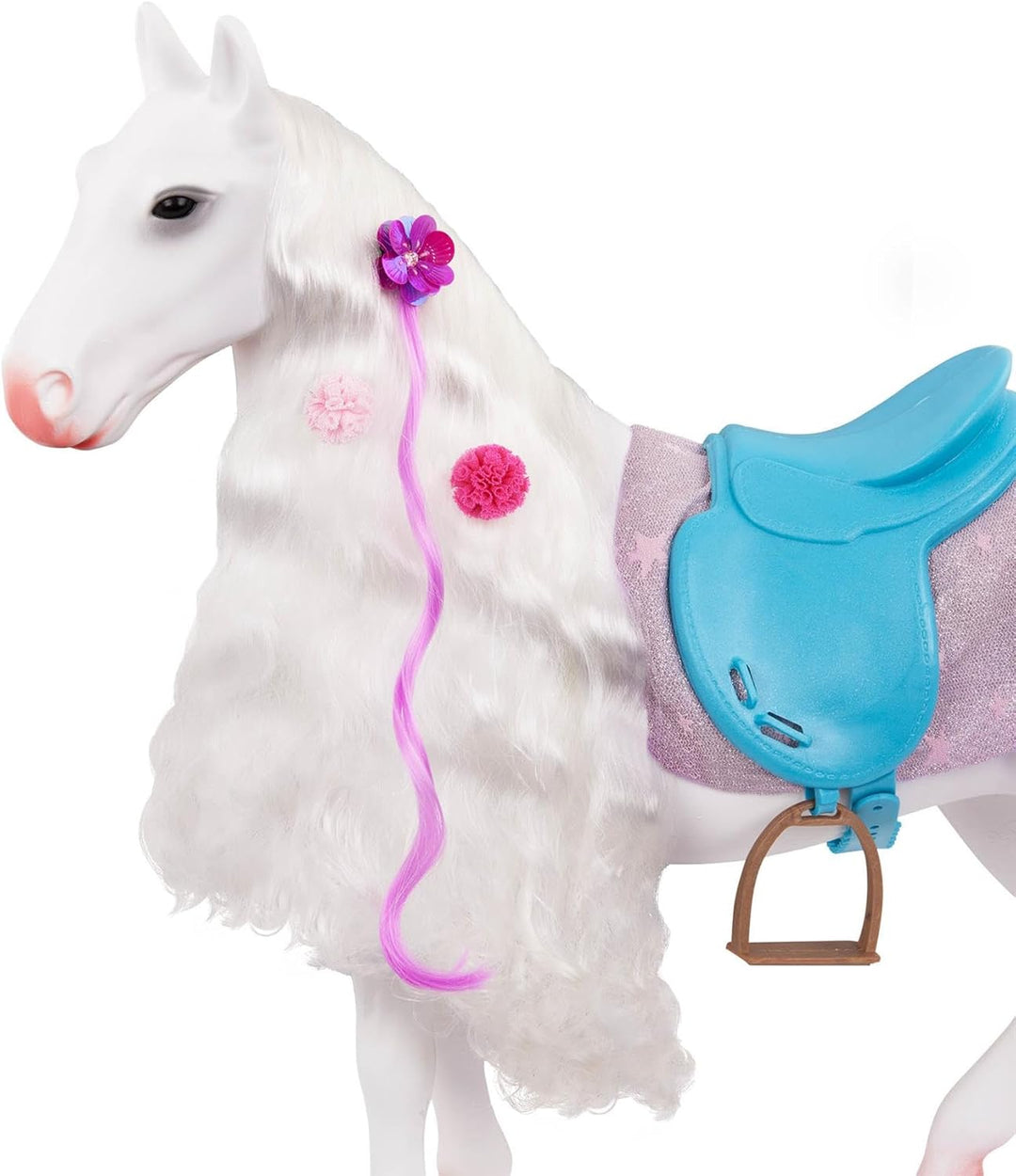 Our Generation | Pferd Camarillo Hair Play weiss mit Styling-Zubehör und Sattel | für Puppe 46 cm, C