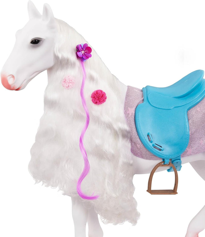 Our Generation | Pferd Camarillo Hair Play weiss mit Styling-Zubehör und Sattel | für Puppe 46 cm, C
