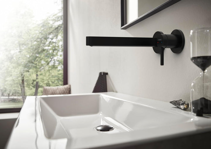 hansgrohe Waschtischarmatur Unterputz für Wandmontage Finoris, Wasserhahn Bad mit Ablaufgarnitur unv