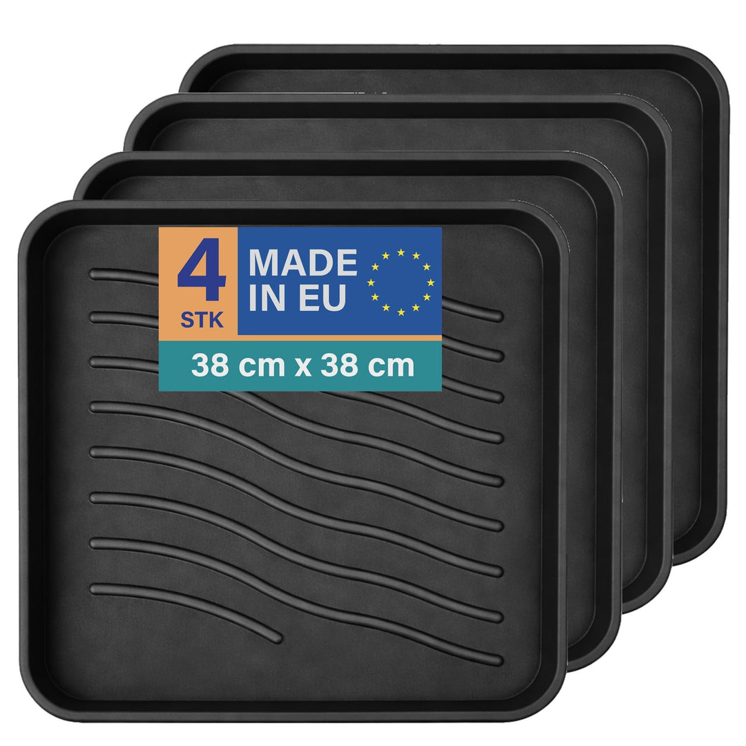 Bestlivings Schuhabtropfschale (4er Pack) Schuhwanne mit hohem Rand (38 x 38 x 2,5cm) - Aptropfunter