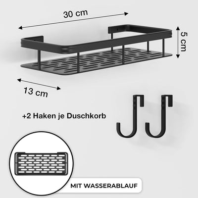 LIEBHEIM Duschablage Duschkorb Badregal ohne Bohren - Bombenhalt durch Industrie Klebeband - Alumini