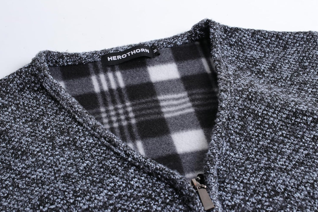 Herothorn Herren Strickweste Strickjacke ohne Ärmel V-Ausschnitt Ärmellose Fleecefutter Jacke Reissv