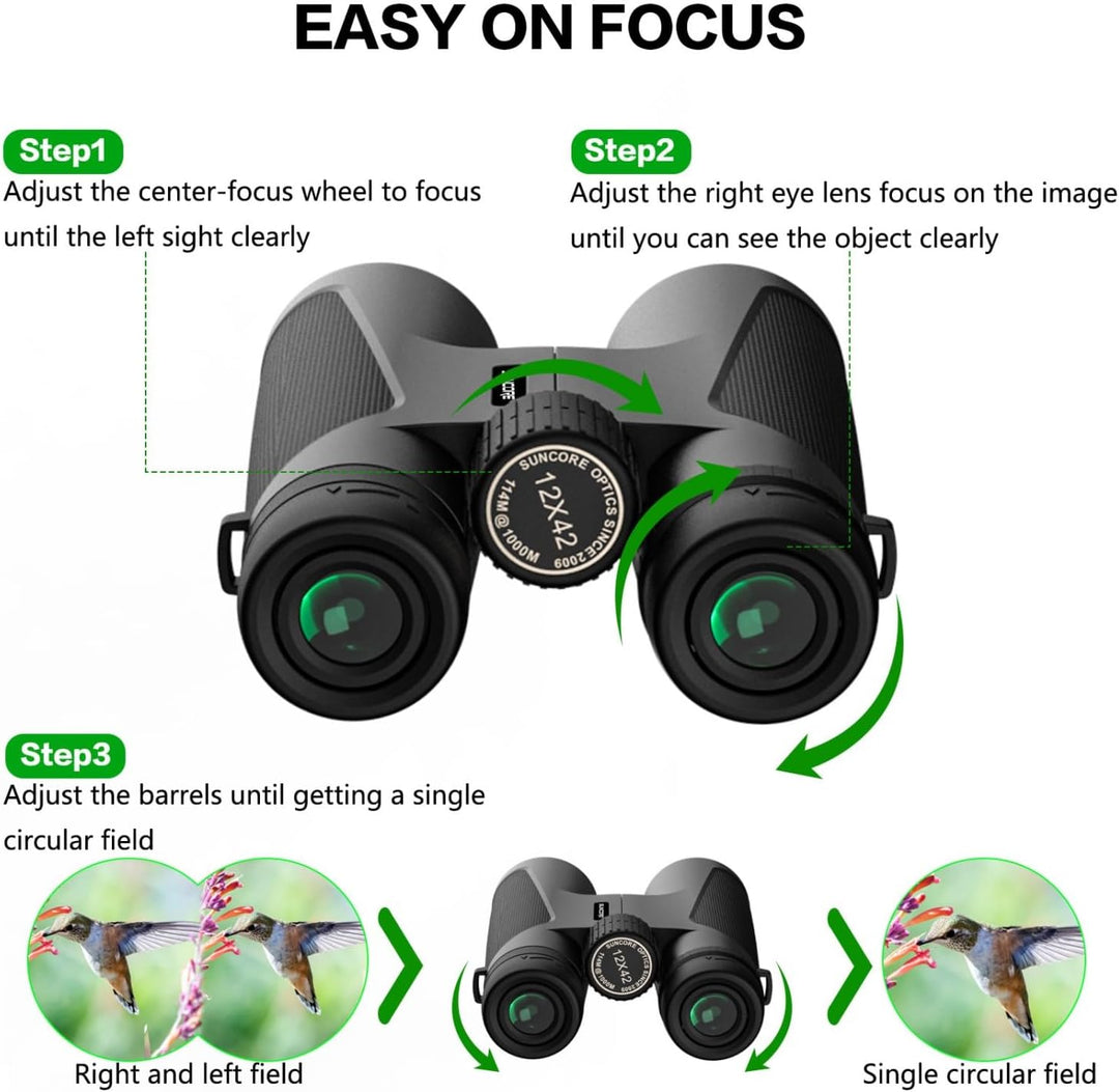 Yongheng 12x42 HD Binoculars Professional,fernglas Erwachsene wasserdicht,für Vogelbeobachtung, für