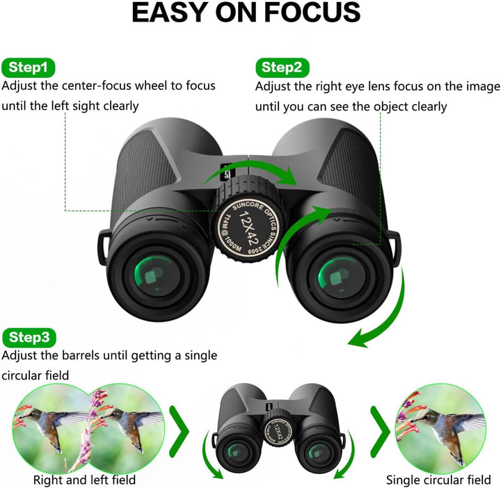 Yongheng 12x42 HD Binoculars Professional,fernglas Erwachsene wasserdicht,für Vogelbeobachtung, für