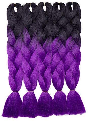 5 Packs Braids Extensions Flechten Hair Extensions Crochet Haar Kunsthaar Colorful Schwarz bis Lila