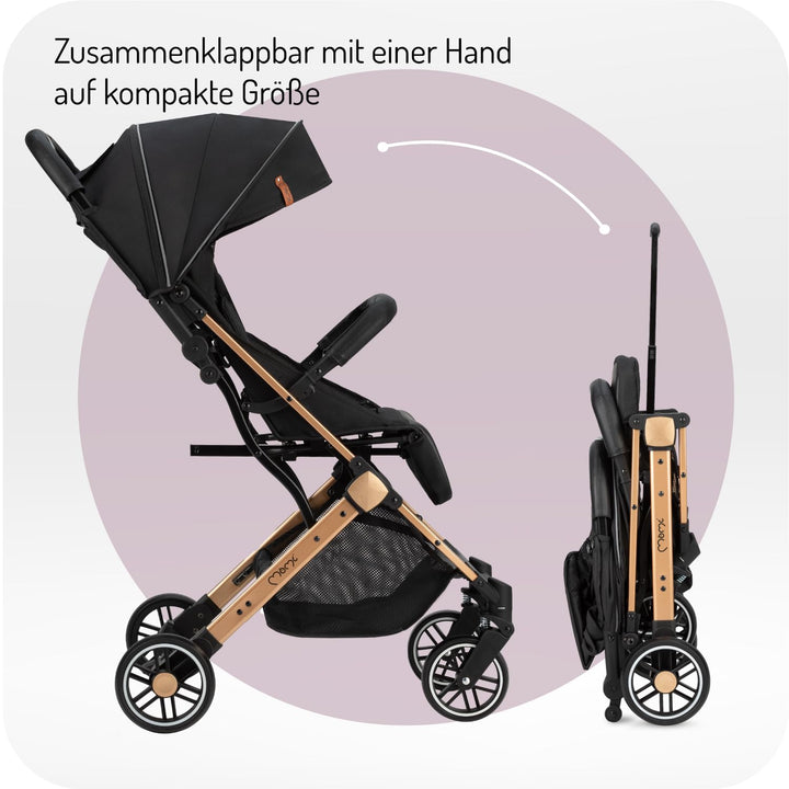 MoMi ESTELLE Kinderwagen ab 6. Monat (bis 15 kg), klappbarer Buggy mit 5-Punkt-Sicherheitsgurt, Eink