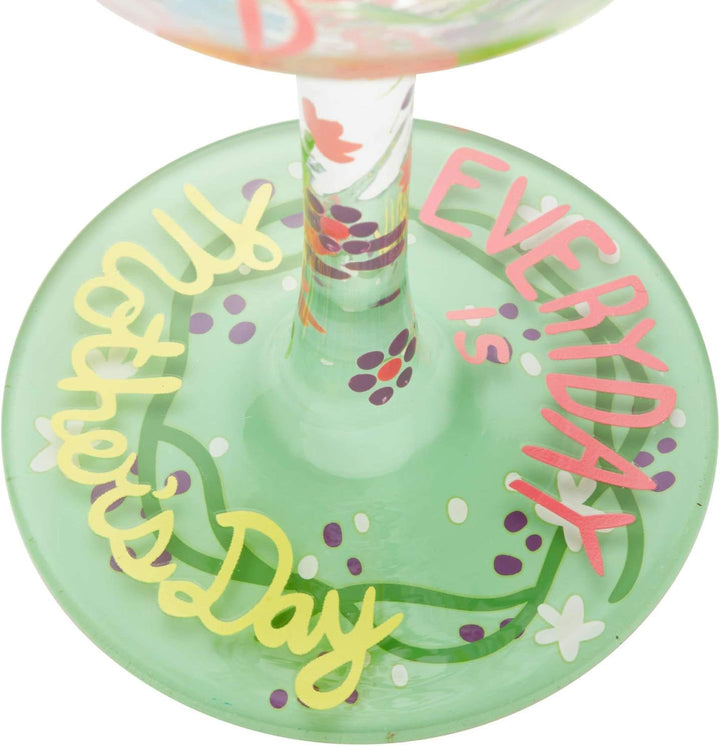 Enesco Designs by Lolita Mom Everyday Weinglas, handbemalt, 425 ml, mehrfarbig