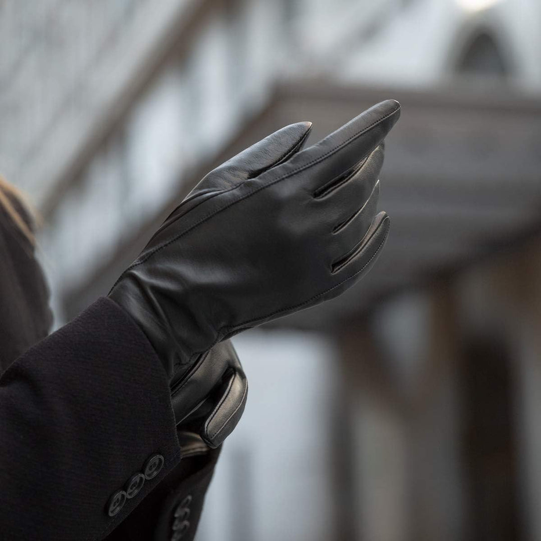 Downholme – Klassische Lederhandschuhe mit Innenfutter aus Kaschmir – für Damen XS Schwarz, XS Schwa